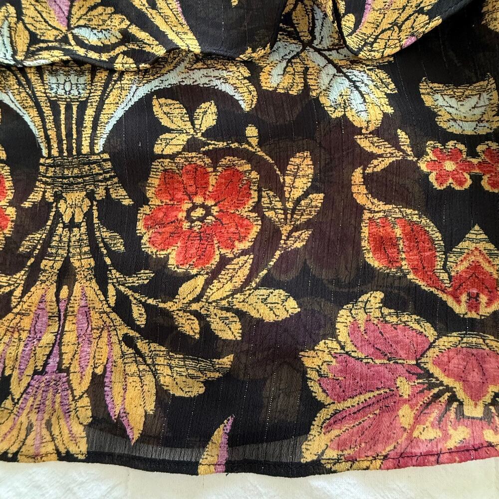 Belle + Sky Floral Sheer Blouse | Size M | Romantic Botanical Print Vintage Top - Picture 11 of 13